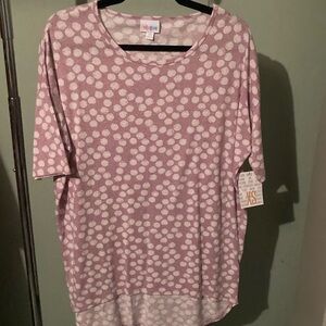 Lularoe xs pale pinkish purple white poke a dot Irma shirt